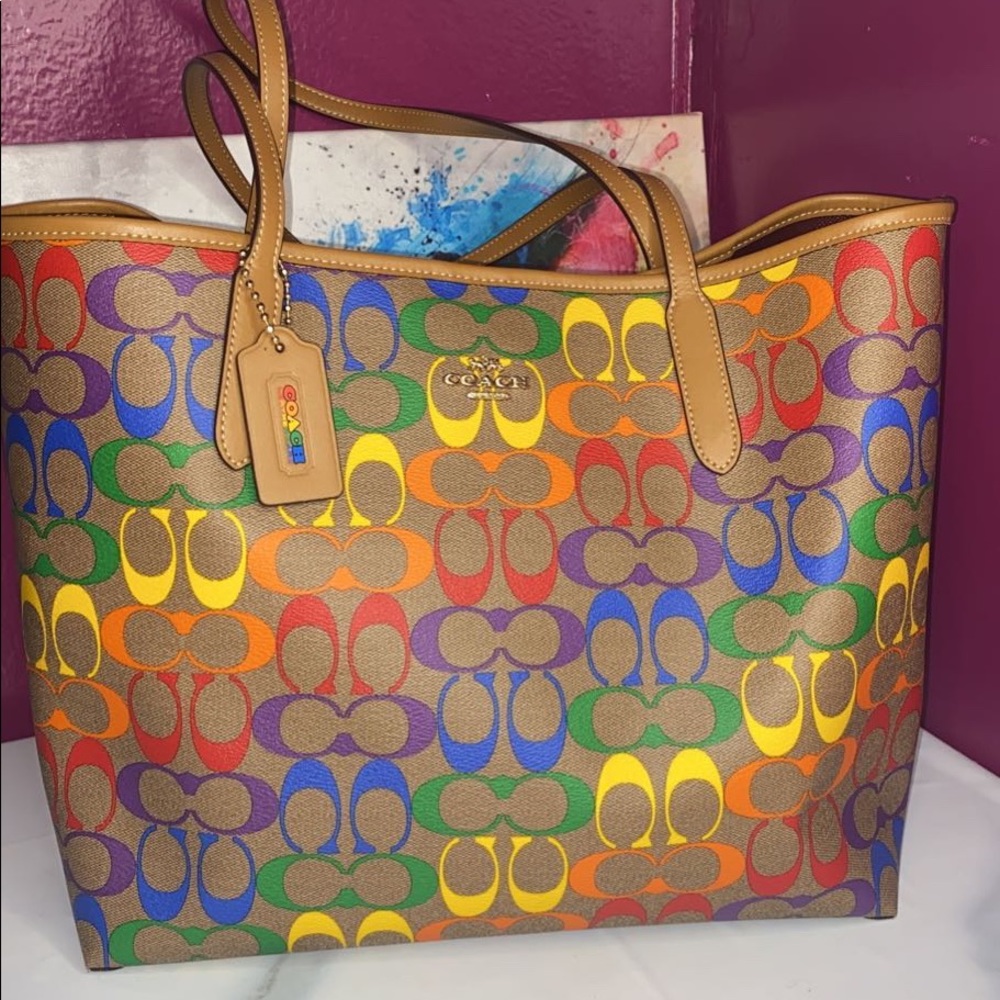 Coach Rainbow Signature City Tote